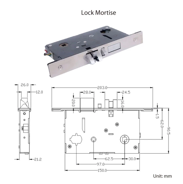Stainless Steel Luxury Electronic Hotel Door Card Lock With Special Hotel Lock Mortise