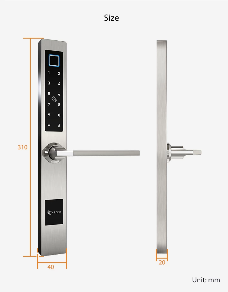 Slim Smart Lock For Aluminum Glass Door TTLock APP Smartphone Control WiFi Wireless Remote Fingerprint Door Lock 