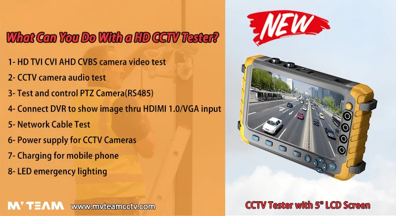 HD CCTV Tester Monitor 5MP 4MP 3MP AHD TVI CVI Camera Video Tester with 5 inch LCD Screen