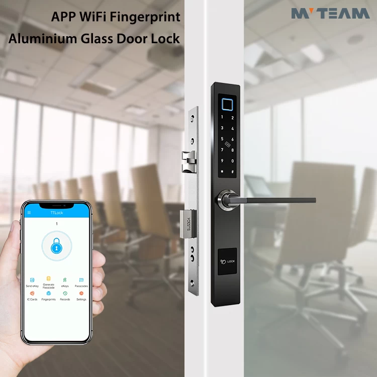 Cerradura Inteligente WIFI Puerta Vidrio Huella Digital Clave