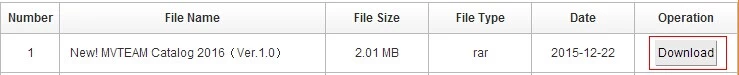mvteam 2016 new catalog download