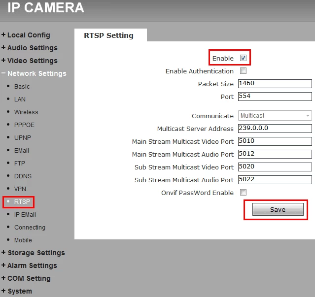 Ip camera rtsp store stream