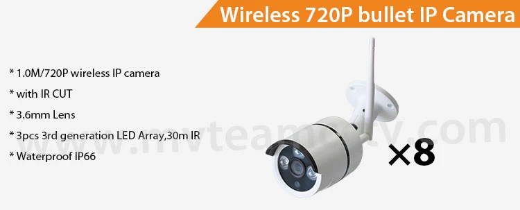 8CH 720P Wireless Best NVR Camera System With 12.5