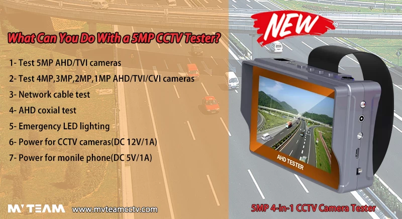 New Arrival! 5MP AHD TVI CVI CVBS 4-in-1 CCTV Camera Tester