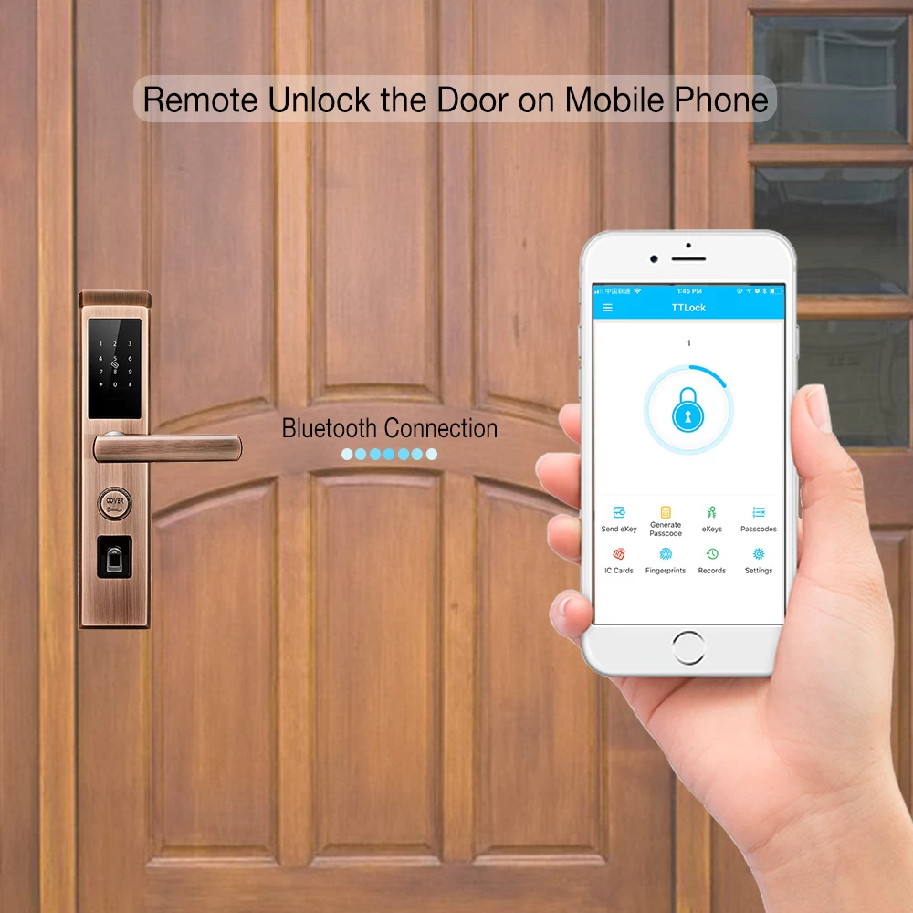 Modern Door Lock Price Cheap Bronze Bluetooth Biometric Fingerprint Scanner Door Lock