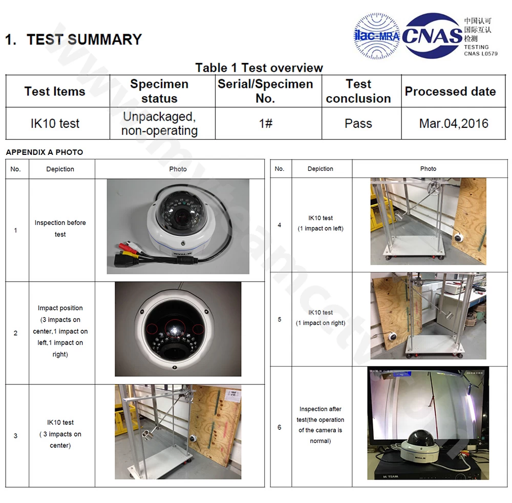 MVTEAM CCTV Camera Pass the IK10 Vandal-proof Testing