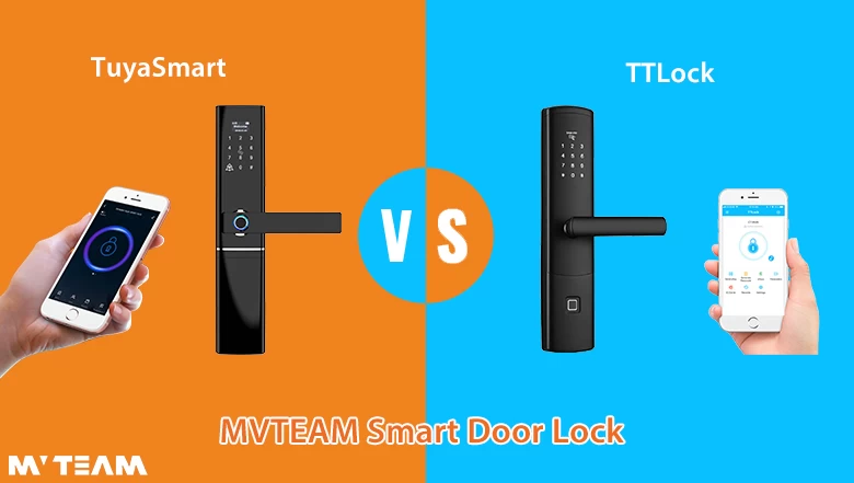 MVTEAM Serrure de porte intelligente Tuya VS TTLock Serrure de porte intelligente