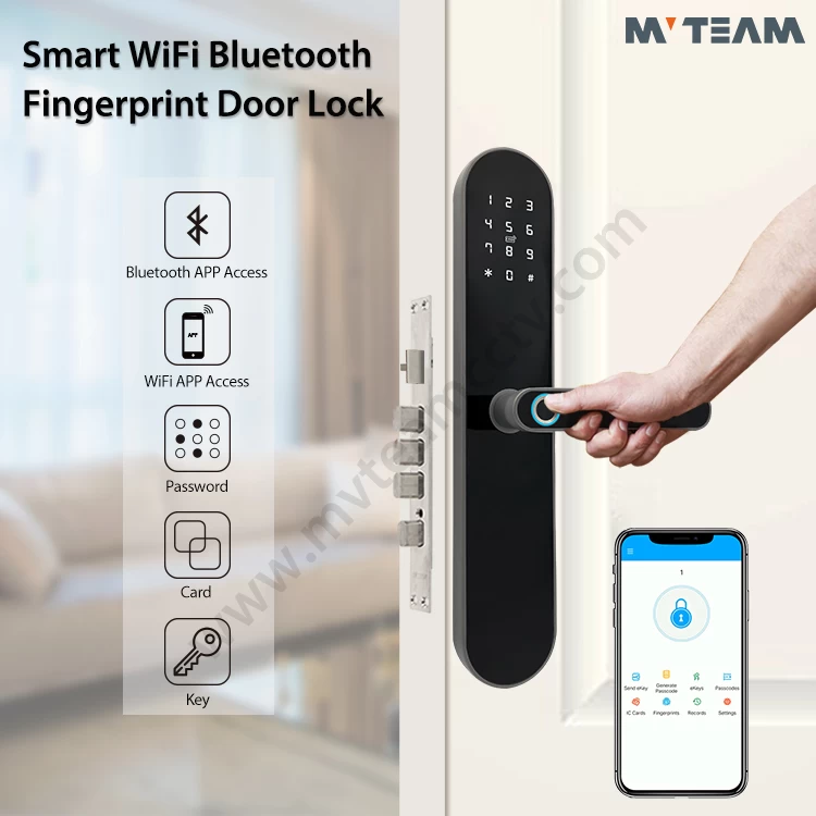 2020 OEM Anti Theft Hotel Digital Lock Safe WiFi APP Fingerprint Commercial Biometric Front Door Lock With Push Or Pull Handle