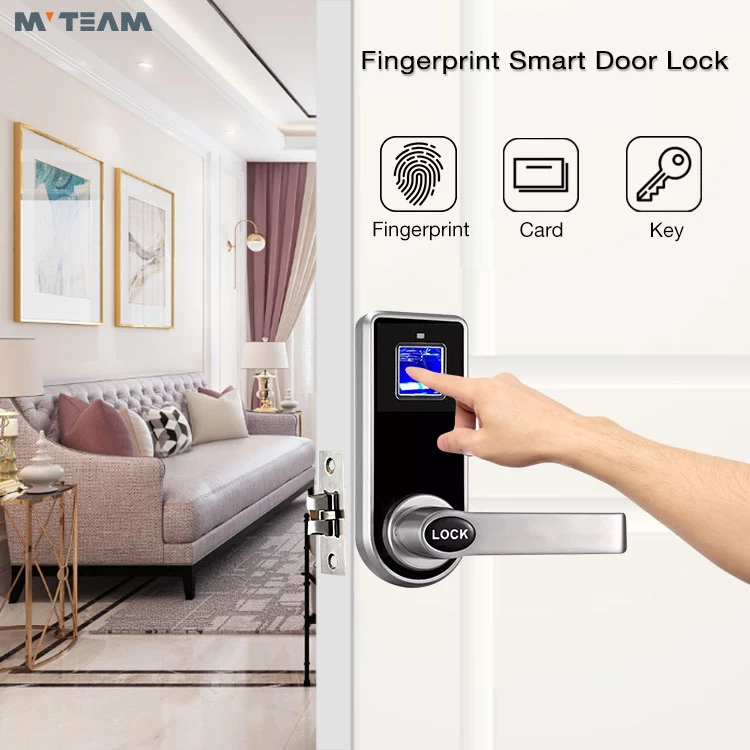 Hidden Key Hole Biometric Fingerprint Smart Door Handle Lock For Bedroom, Home, Office