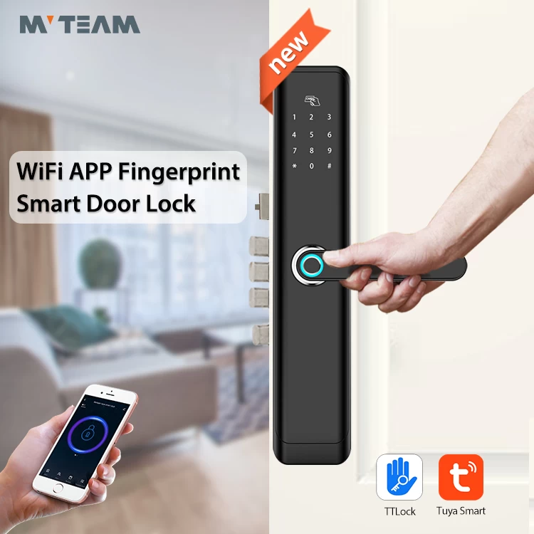 新しいデザインタッチレスアプリWiFi Bluetooth制御スマートロックロックドア指紋用ホームアパートメントロックTuyaまたはTTLock APP