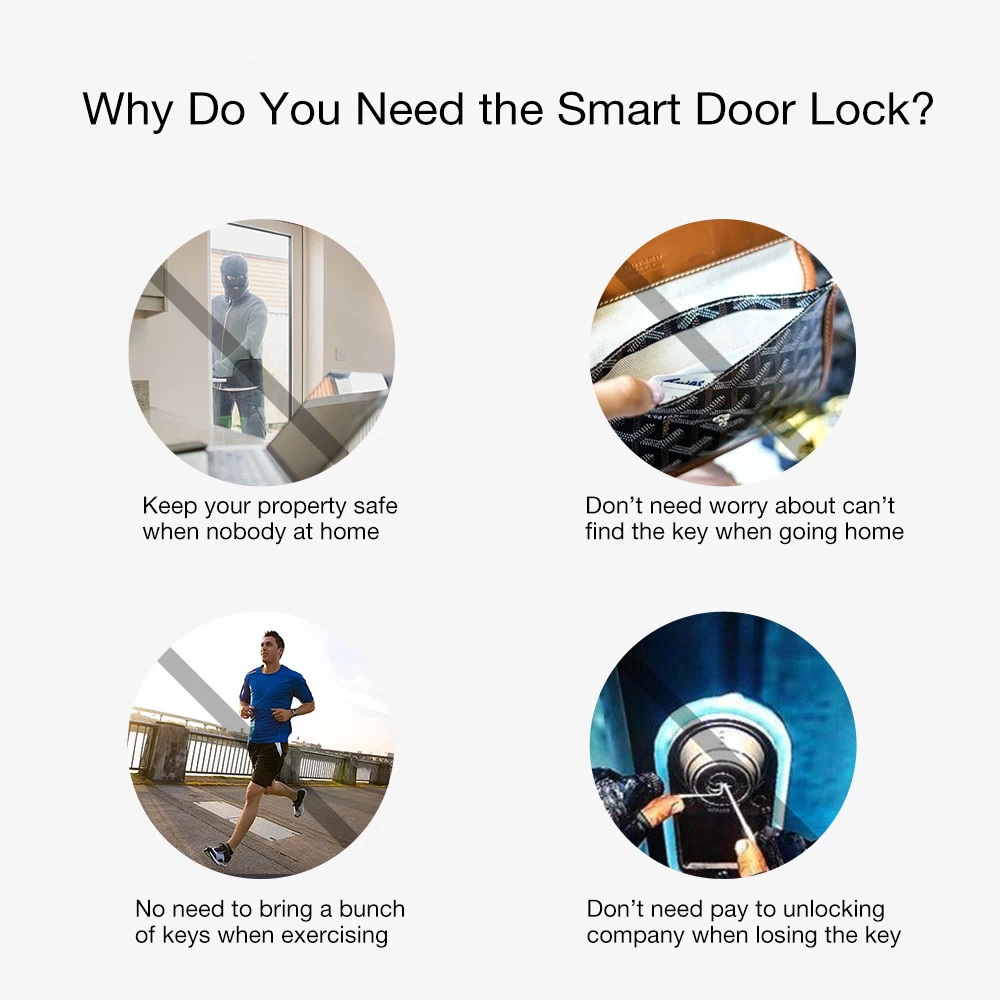 Phone Controlled Door Locks Digital WiFi Bluetooth Smart door lock With TTLOCK APP For Home Airbnb Apartment 5 Star Hotel