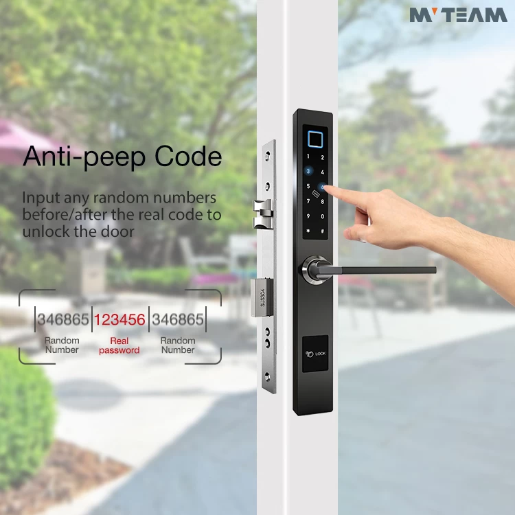 Slim Smart Lock para puerta de vidrio de aluminio TTLock APP Control de teléfono inteligente WiFi Wireless Remote Fingerprint Door Lock