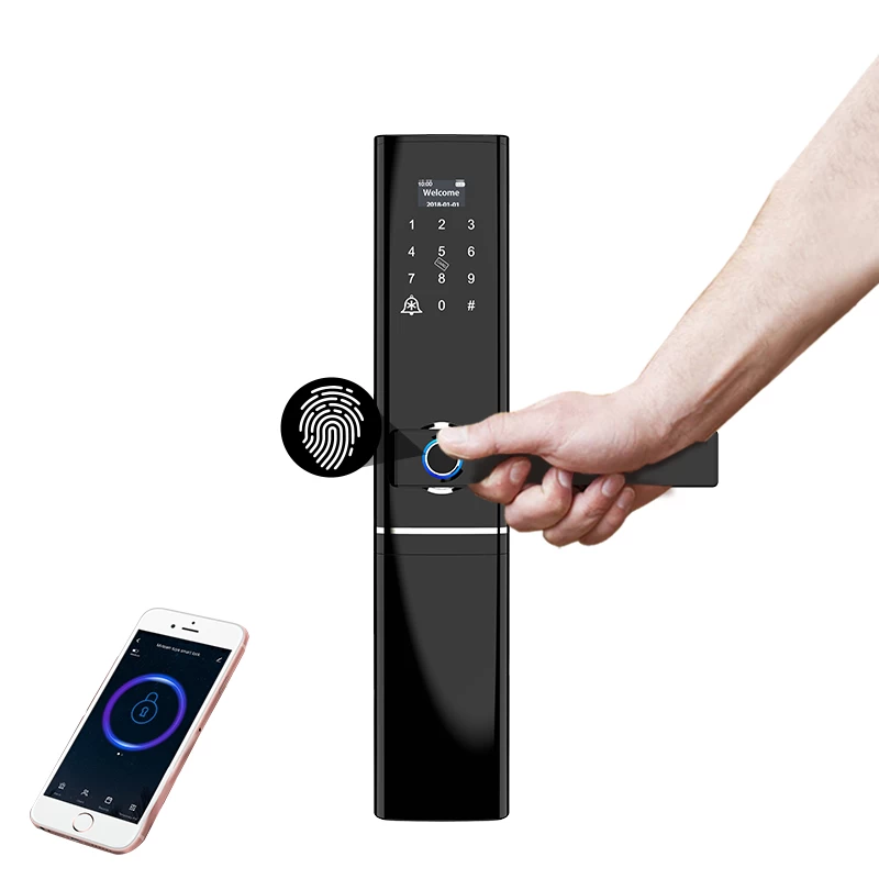Chiny Tuya Smart Lock Sterowanie Wi-Fi Telefon Bezkluczykowy APP Kod Karta Odcisk palca Inteligentna blokada drzwi do domu, biura, hotelu, Airbnb, willi producent