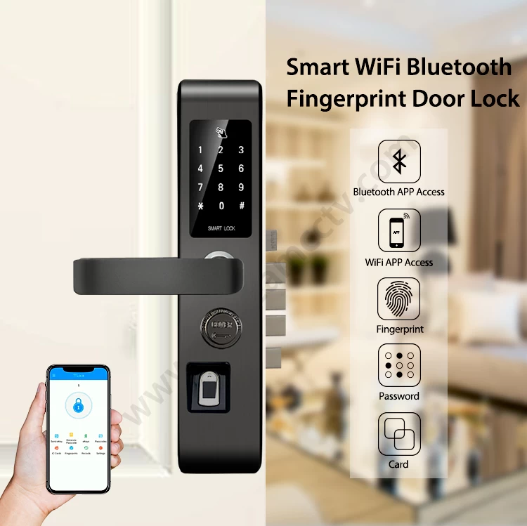 WiFi智能前门锁安全智能无钥匙生活豪华不锈钢指纹蓝牙智能锁