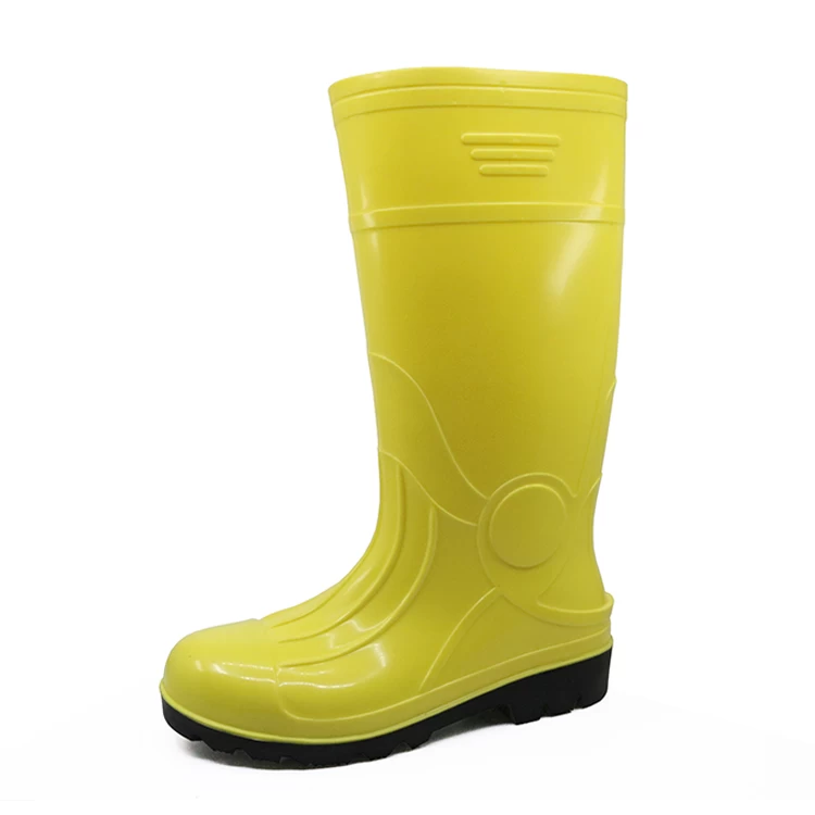 107-1 botas de puntera de acero de seguridad de pvc amarillo para hombres