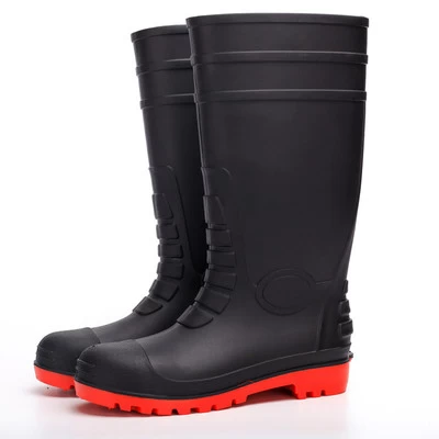 108-9 black oil resistant steel toe safety rain boots pvc