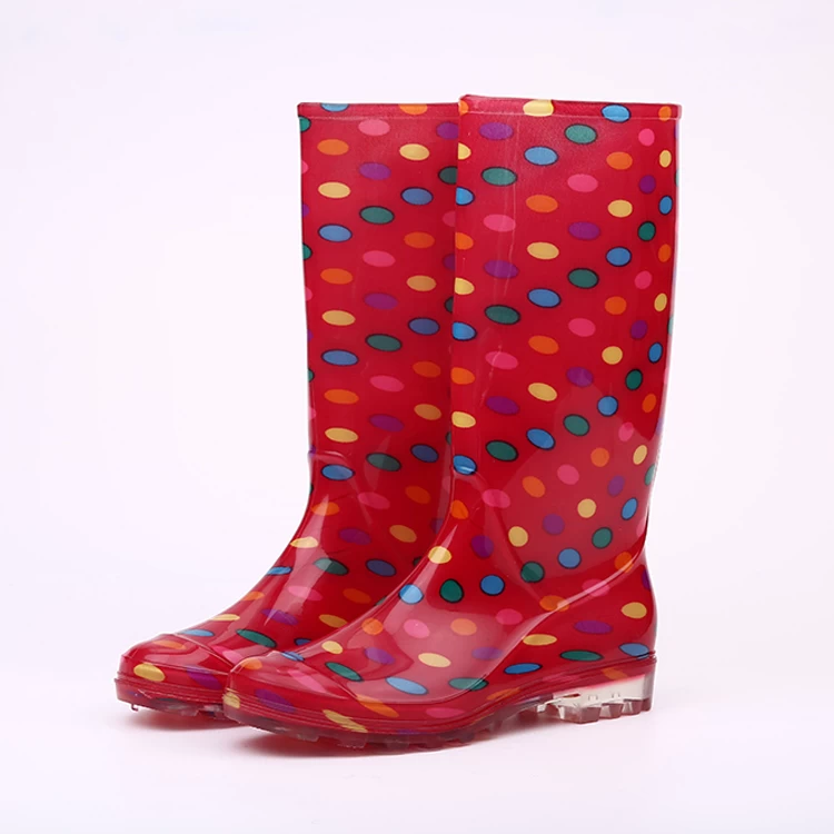 202-4 red shiny rain boots for women