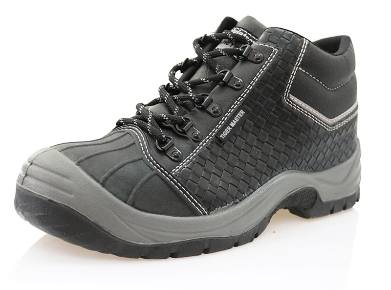 3002 microfiber leather black steel toe safety shoes