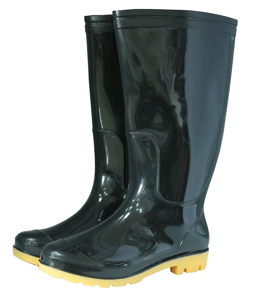 BNY 2 dollar cheap black shiny pvc rain boots