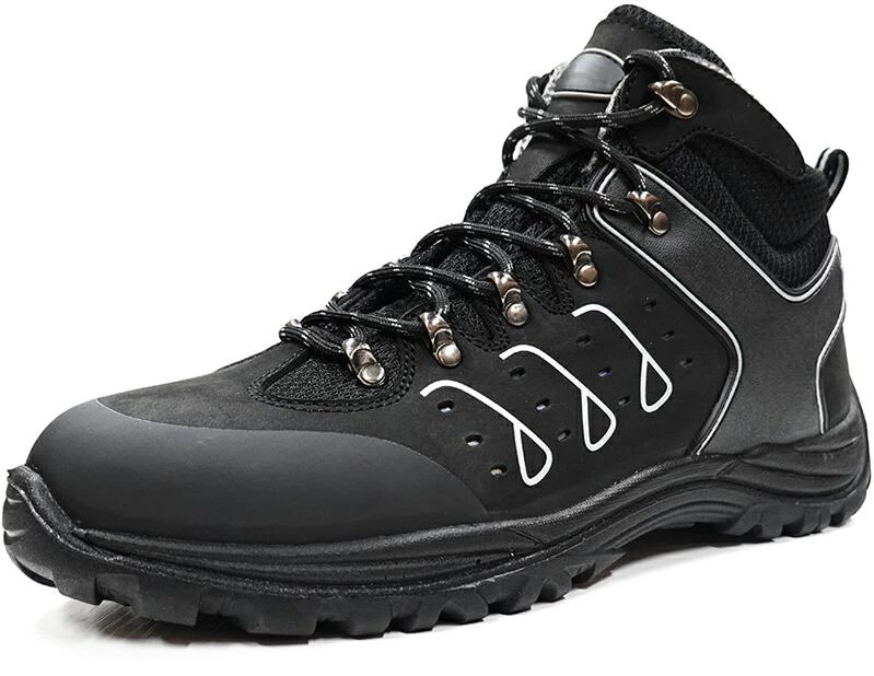 BTA038 Black nubuck leather PU injection CE standard safety boots composite toe