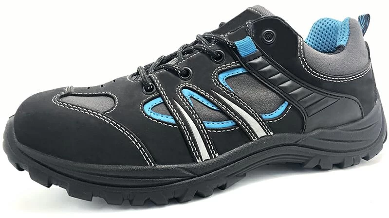 BTA049 Anti slip black leather metal free lightweight safety shoes fiberglass toe