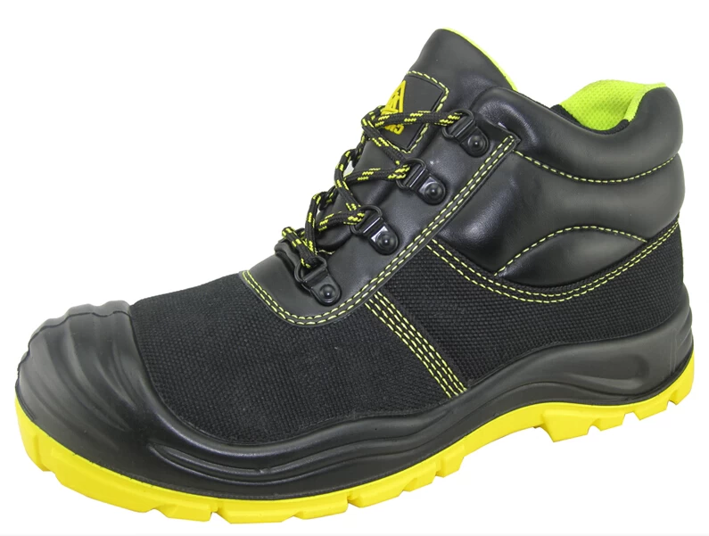 Black canvas fabric PU sole men safety shoes