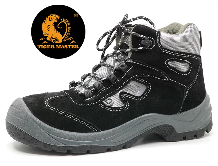 Black cheap metal free suede leather safety shoes composite toe cap