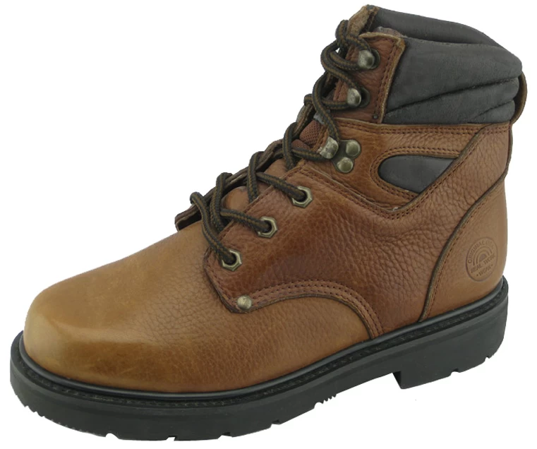 Brown color first layer genuine leather goodyear men work safety boots