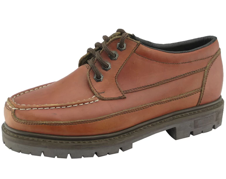 棕色真皮橡胶底固特异安全工作鞋