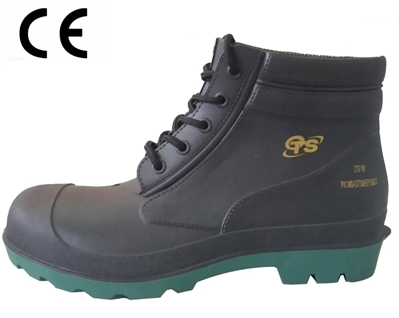 CE-Norm Knöchel PVC Sicherheit regen Schuhe mit Stahlkappe