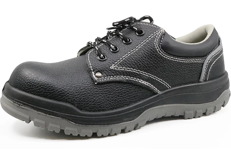 CT0162 Black leather caterpillar pu sole steel toe cap industrial safety shoes for labor