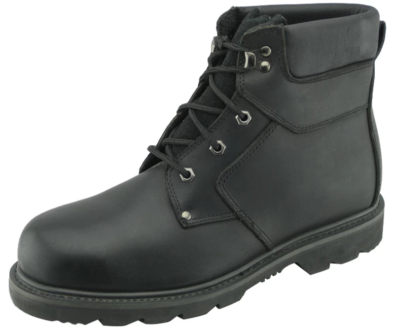 Corrected leather goodyear steel toe safety boots
