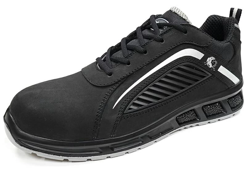 ETPU40 Zapatos de trabajo de seguridad deportivos de cuero genuino negro antideslizante de absorción de impactos