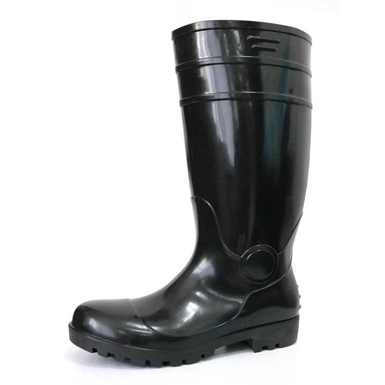 F30BB便宜的黑色钢头鞋头pvc闪光安全雨靴