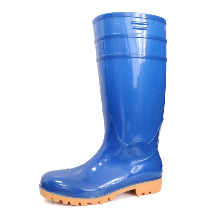 F30BY azul resistente a óleo de aço teo cap pvc botas de chuva de segurança S5