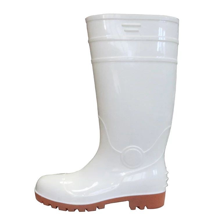 F30WN blanc alimentaire industrie embout en acier pvc paillettes pluie bottes en caoutchouc pour le travail
