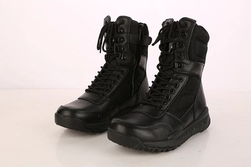 Genuine leather cemented construction rubber sole army boots military