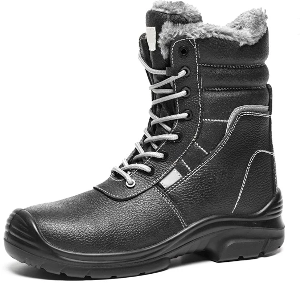 HS133 Men Genuine Leather Winter Safety Work Boots with Fur in Europe