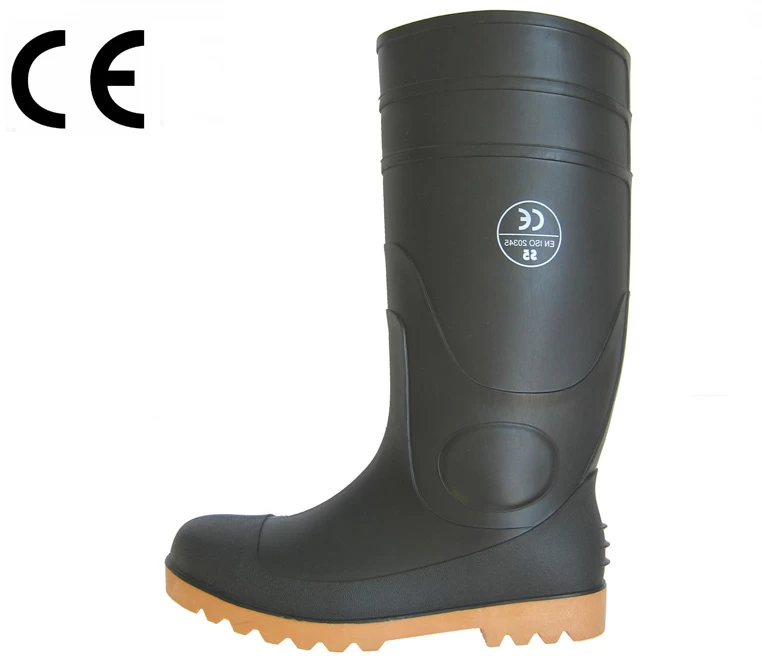 Heavy duty construction pvc rain boots with nitrile sole