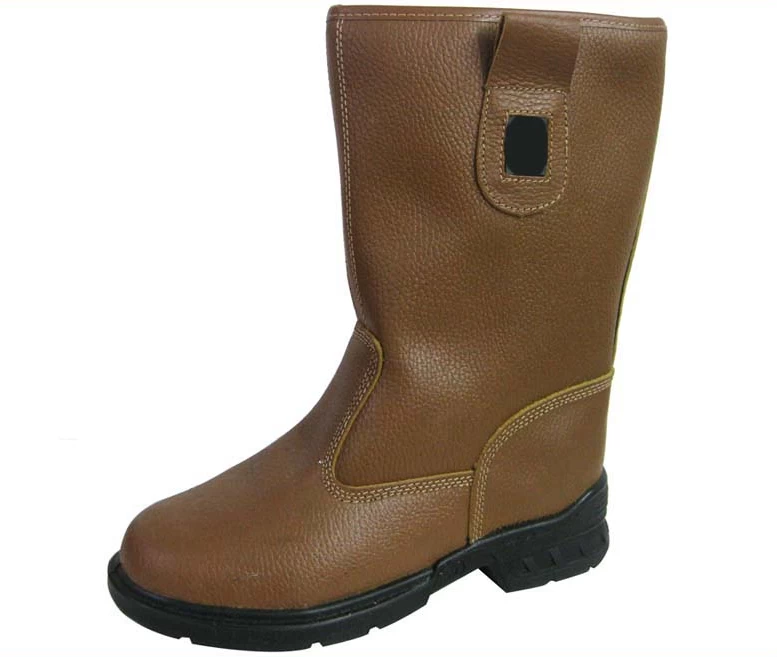 High cut genuine leather work men safety boots