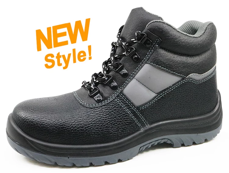 JK007 black leather steel toe mens safety shoes for sale