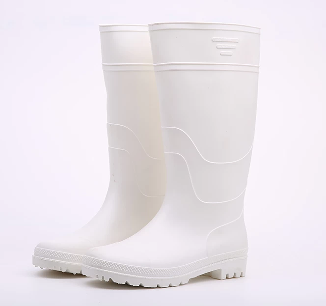 KWWN barato color blanco de la industria alimentaria pvc botas de lluvia