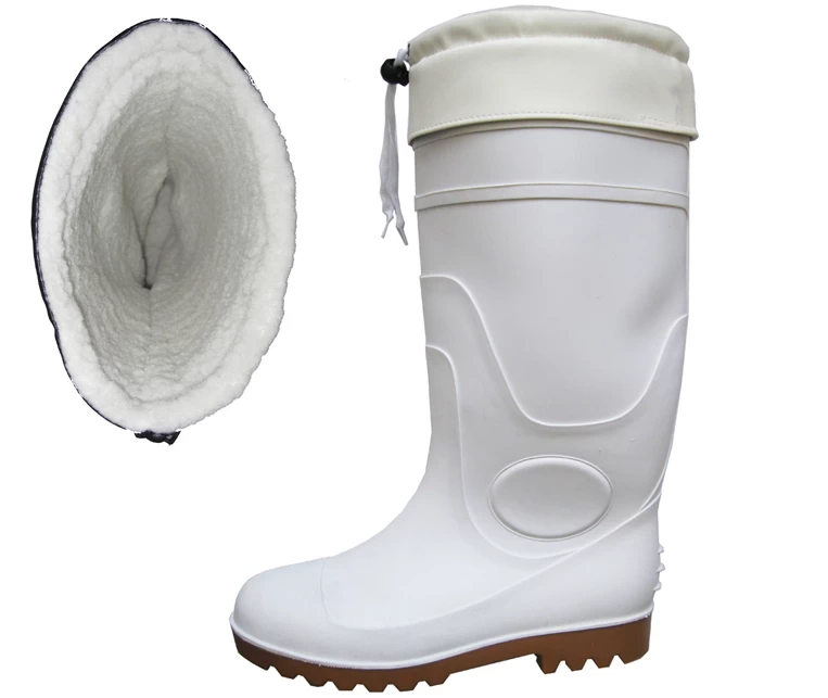 Tenere al caldo industria alimentare bianco inverno stivali da pioggia in PVC