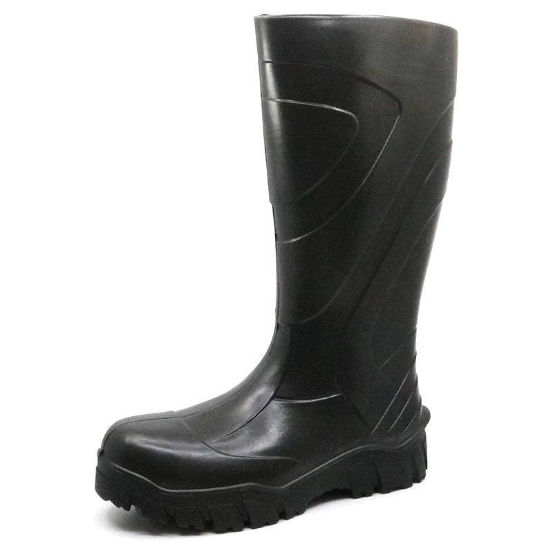 PUB03 preto antiderrapante à prova de água resistente ao ácido de segurança PU botas de chuva