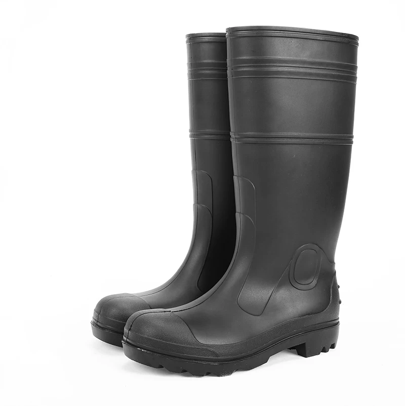 QH-001 preto resistente a óleo homens pvc bota de chuva de segurança para o trabalho