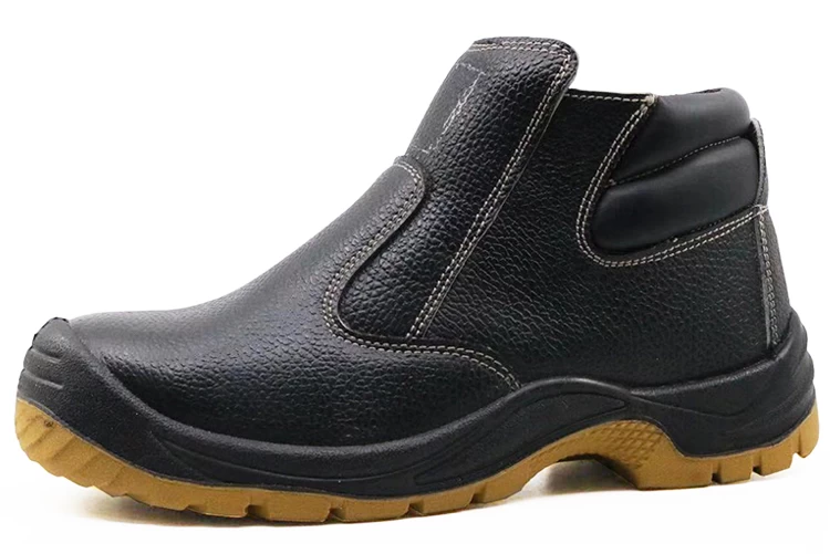 SD3030 Черная кожа без шнурка, стальной носок, промышленная защитная обувь на молнии