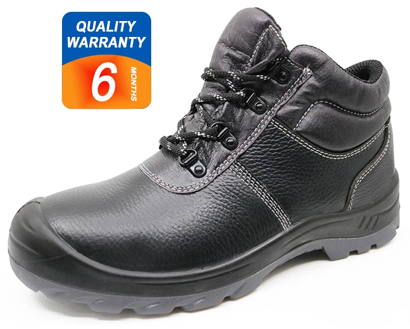 SJ0180 PU rubber sole genuine leather steel toe cap anti static safety boot