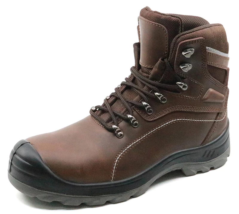 SJ0196 CE approved slip resistant steel toe genuine leather safety boots