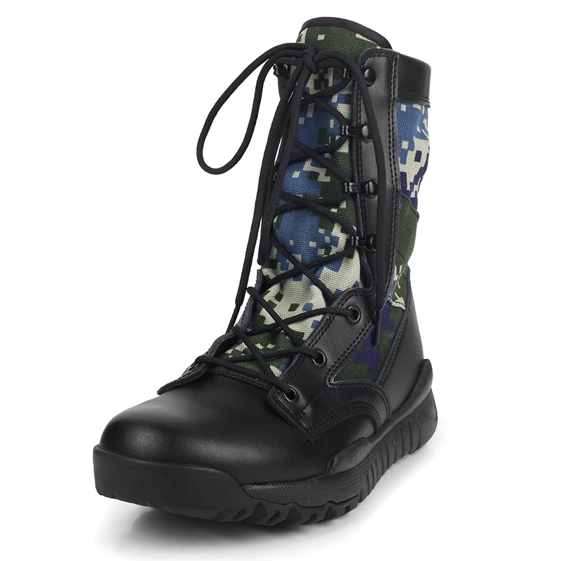 Super light genuine leather camouflage combat boots