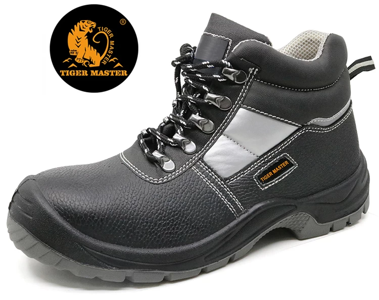 TM004 melhor venda de couro preto biqueira de aço anti sapatos de segurança estática trabalho